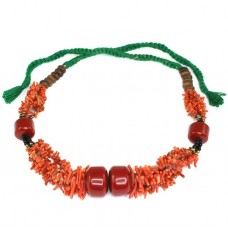 opulent colier "Tibetan Revival ". coral natural. Italia anii '70